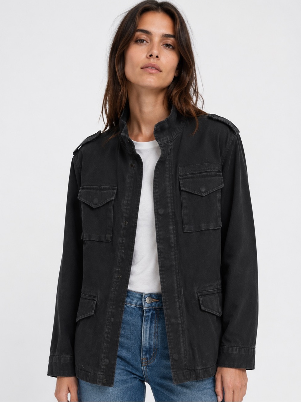 Anine Bing Black Cotton Military Chore Jacket size M